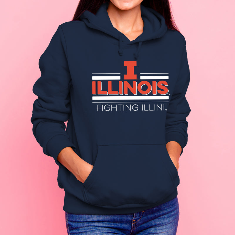 Illinois Fighting Illini Double Bar Logo Hoodie - Navy