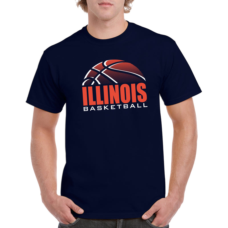 Illinois Fighting Illini Basketball Circle Logo T Shirt - Sport