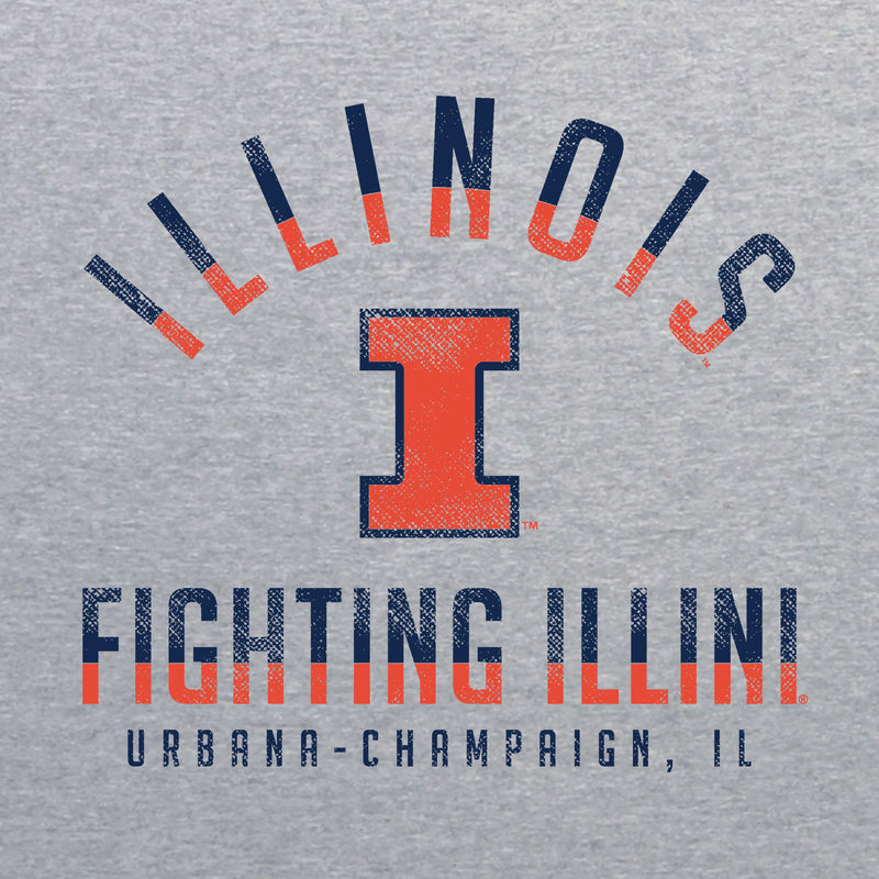 University of Illinois Fighting Illini Division Arch Canvas T-Shirt - Athletic Grey