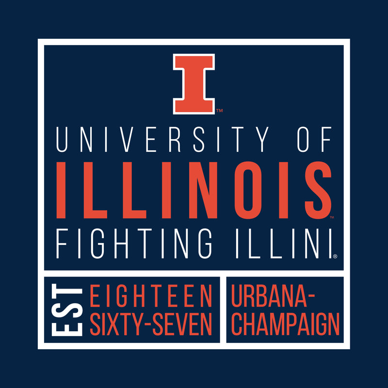University of Illinois Fighting Illini Box Label Crewneck - Navy