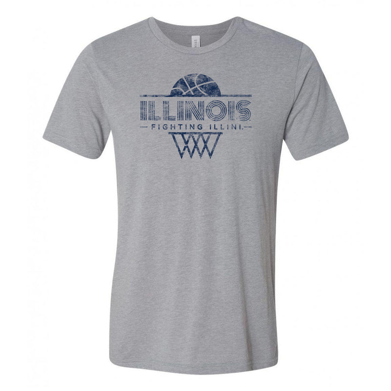 Illinois Fighting Illini Oblique Basketball Hoop Canvas Triblend T-Shirt - Athletic Grey