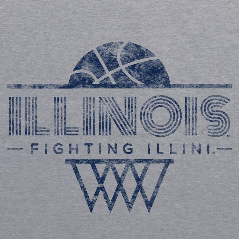 Illinois Fighting Illini Oblique Basketball Hoop Canvas Triblend T-Shirt - Athletic Grey