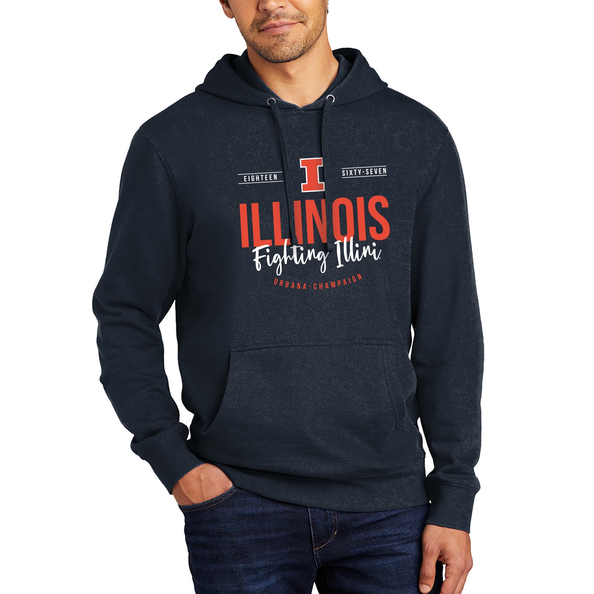 University of Illinois Fighting Illini Harbor Script Canvas District Fleece Hoodie New Navy