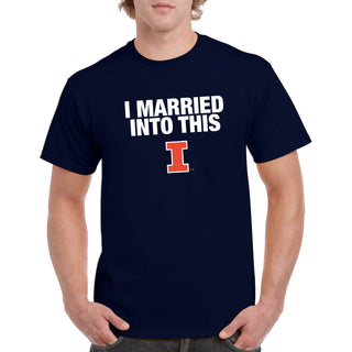 University of Illinois Fighting Illini I Married Into This Short Sleeve T-Shirt - Navy