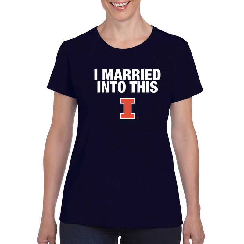 University of Illinois Fighting Illini I Married Into This Women's Short Sleeve T-Shirt - Navy