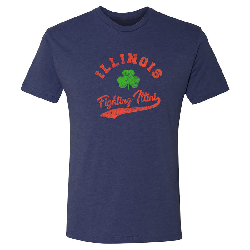 Illinois Fighting Illini Retro Clover Script Triblend T Shirt - Vintage Navy