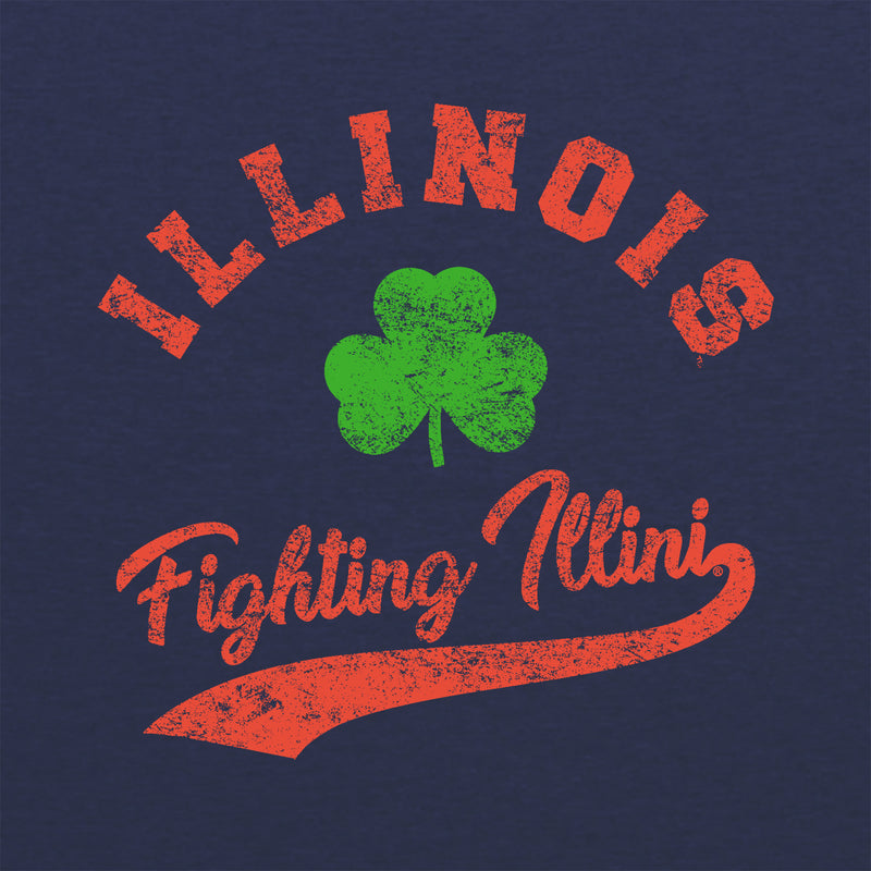 Illinois Fighting Illini Retro Clover Script Triblend T Shirt - Vintage Navy