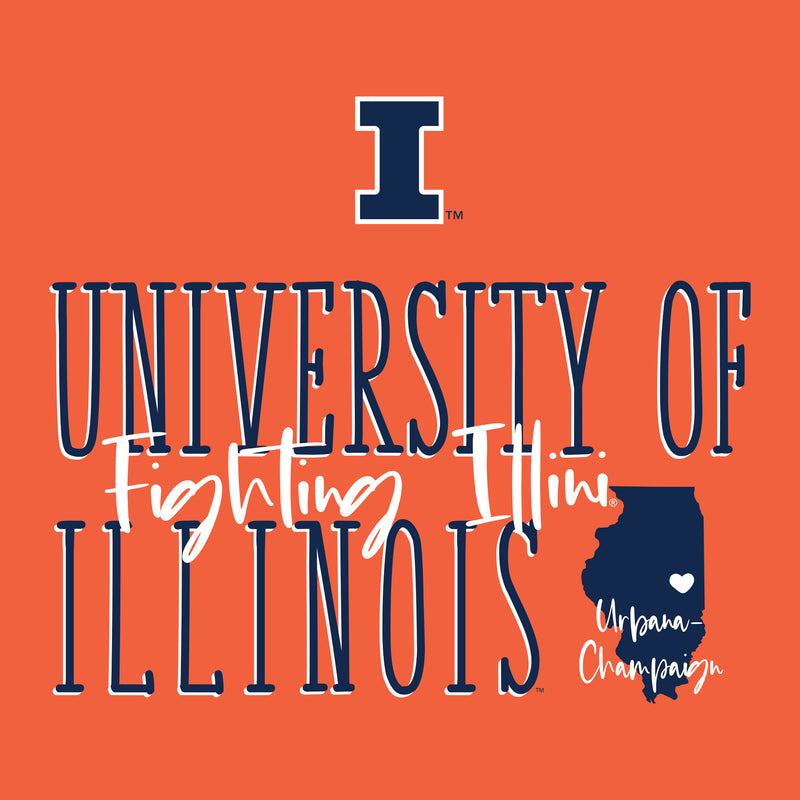 Illinois Tall Type Tag T-Shirt - Orange