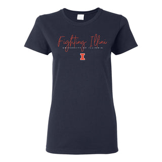 Illinois Thin Script Womens T-Shirt - Navy