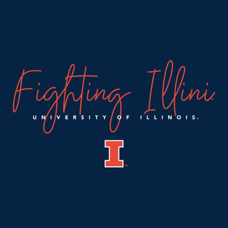 Illinois Thin Script Womens T-Shirt - Navy