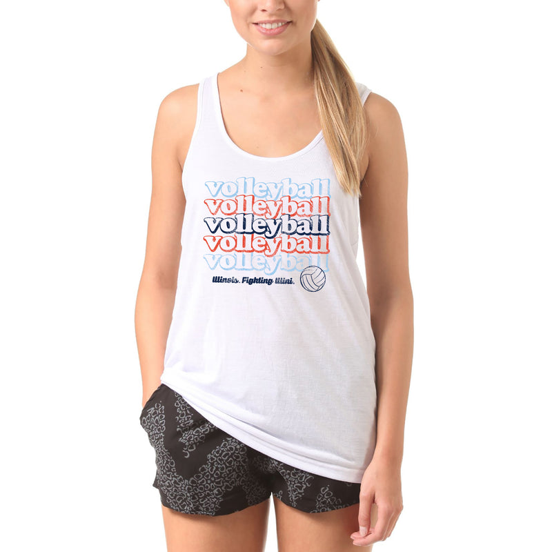 Illinois Fighting Illini Volleyball Repeat Tank Top - White