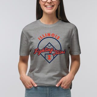 Illinois Fighting Illini Baseball Field T Shirt - Sport Grey