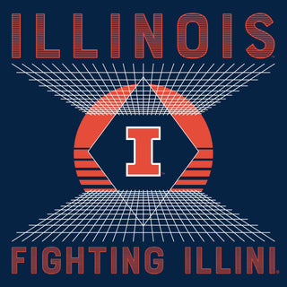 Illinois Fighting Illini Vaporwave Grid Tank Top - Navy