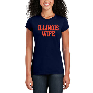 Illinois Fighting Illini Basic Block Wife Women's T Shirt - Navy