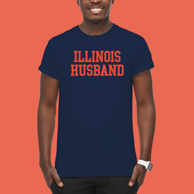 Illinois Fighting Illini Basic Block Husband T Shirt - Navy
