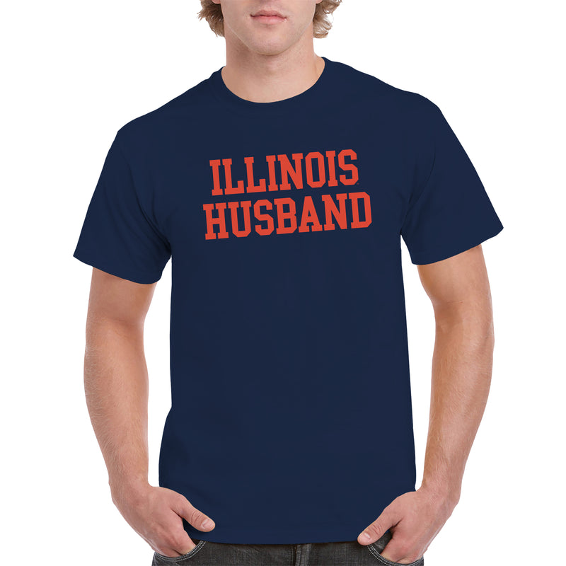 Illinois Fighting Illini Basic Block Husband T Shirt - Navy