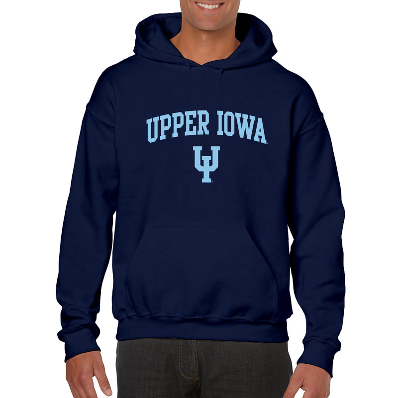 Upper Iowa University Peacocks Arch Logo Heavy Blend Hoodie - Navy