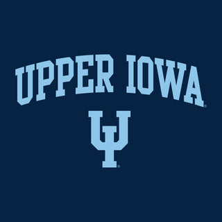 Upper Iowa University Peacocks Arch Logo Basic Cotton Long Sleeve T Shirt - Navy