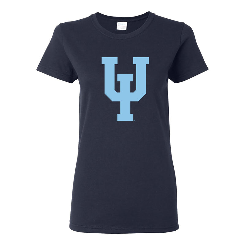 Upper Iowa University Peacocks Primary Logo Basic Cotton Womens Short Sleeve T Shirt - Navy