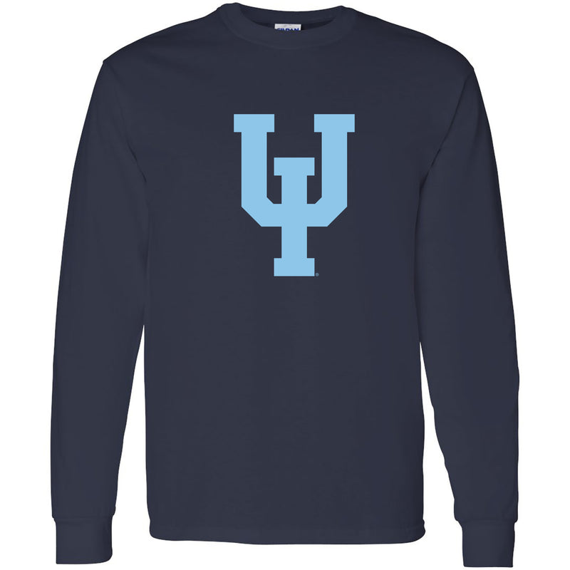 Upper Iowa University Peacocks Primary Logo Basic Cotton Long Sleeve T Shirt - Navy