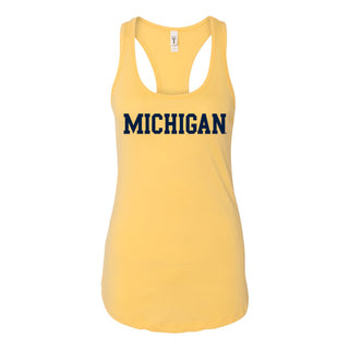 University of Michigan Wolverine's Basic Block Women's Racerback Tank - Banana Cream