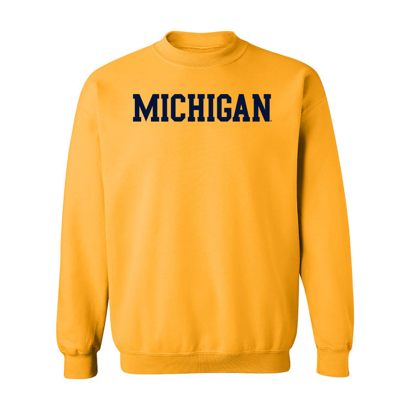 Michigan Wolverines Basic Block Crewneck Sweatshirt - Gold