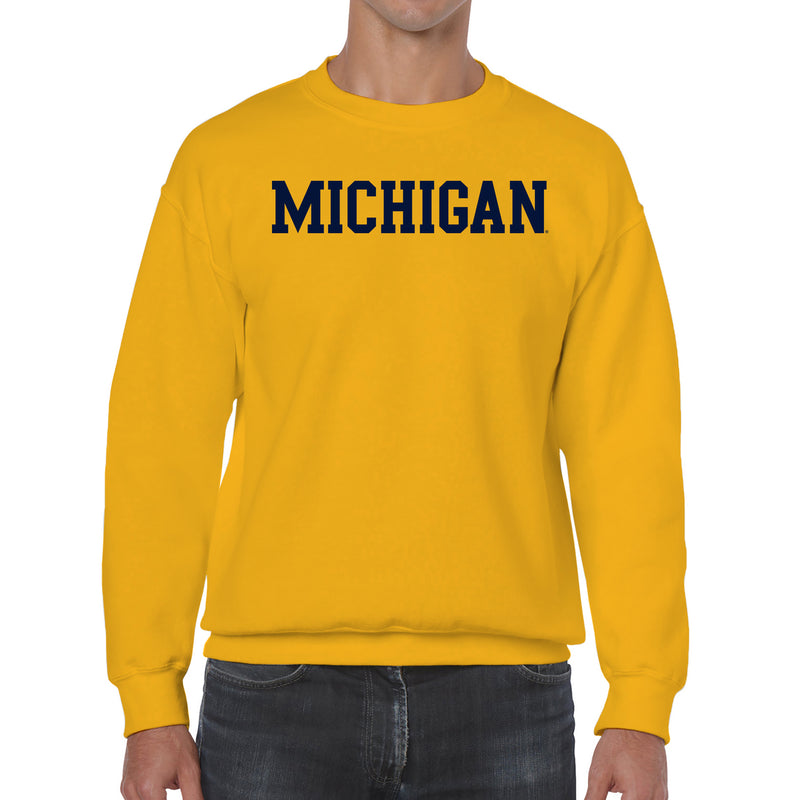 Michigan Wolverines Basic Block Crewneck Sweatshirt - Gold
