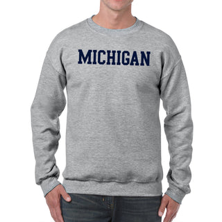 Michigan Wolverines Basic Block Crewneck Sweatshirt - Sport Grey