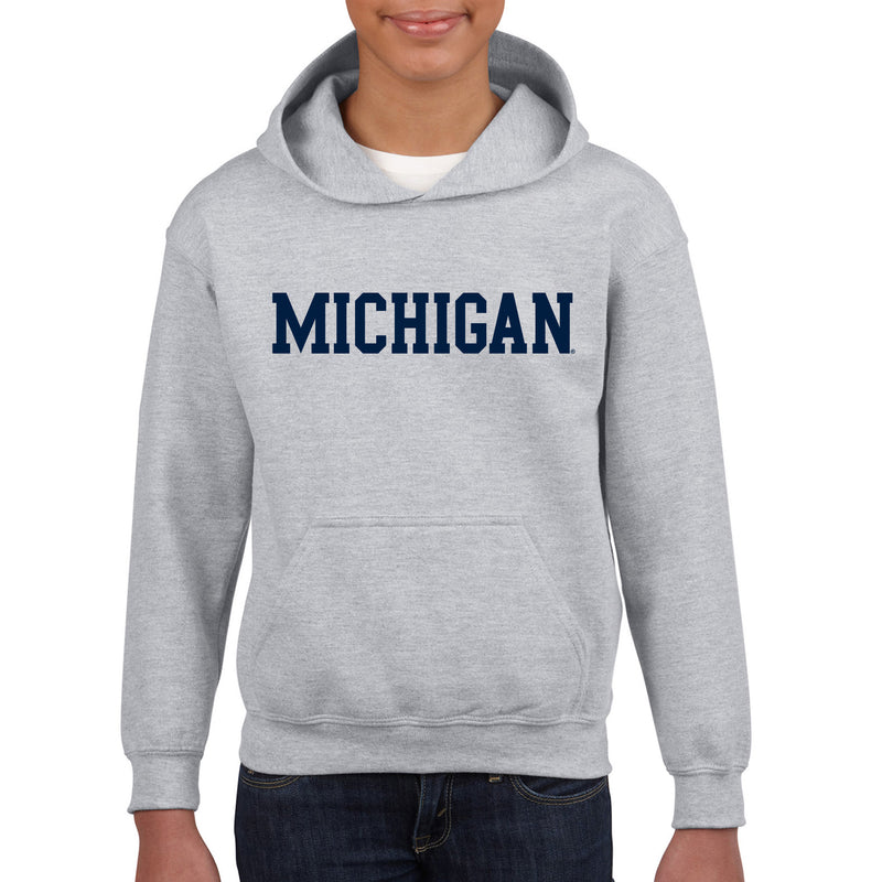 Basic Block University of Michigan Youth Basic Cotton Hoodie - Sport Grey