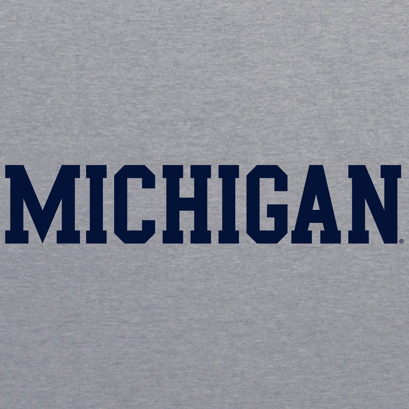 Michigan Wolverines Basic Block Triblend T Shirt - Athletic Grey