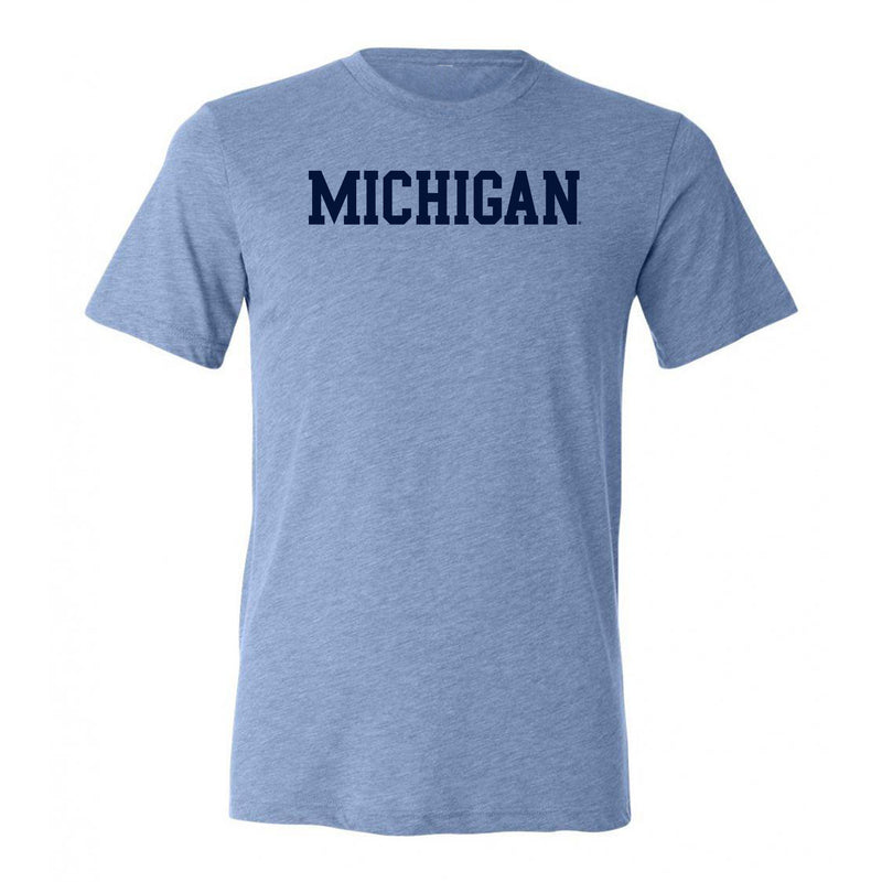 Michigan Wolverines Basic Block Triblend T Shirt - Blue Triblend