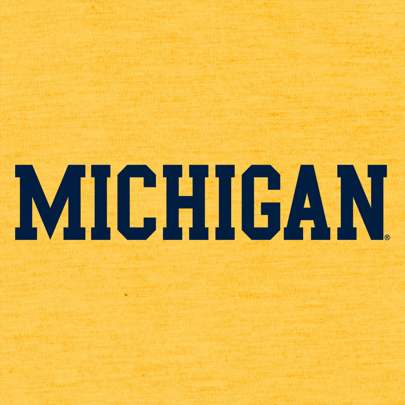 University of Michigan Wolverines Basic Block Canvas Short Sleeve Triblend T-Shirt - Yellow Gold Triblend