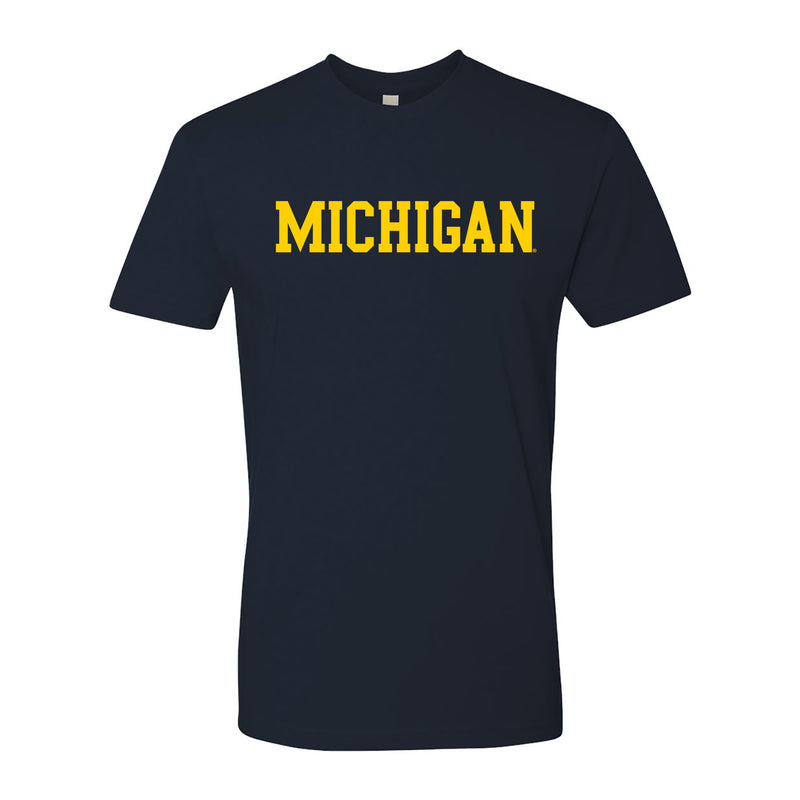 Basic Block University of Michigan Next Level Premium Short Sleeve T Shirt - Midnight Navy