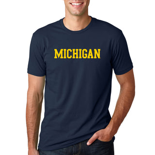 Basic Block University of Michigan Next Level Premium Short Sleeve T Shirt - Midnight Navy