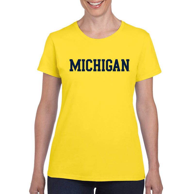 Basic Block University of Michigan Womens Basic Cotton Short Sleeve T Shirt - Daisy
