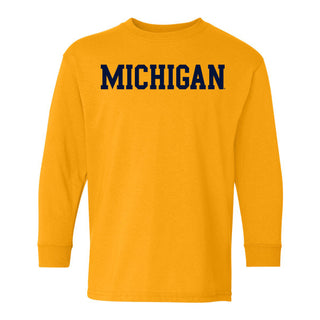 Michigan Wolverines Basic Block Youth Long Sleeve Shirt - Gold