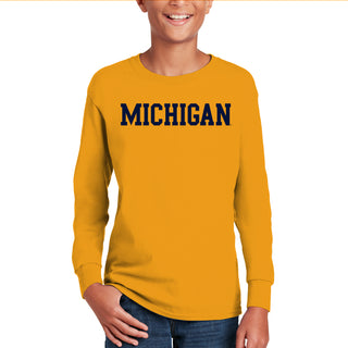 Michigan Wolverines Basic Block Youth Long Sleeve Shirt - Gold