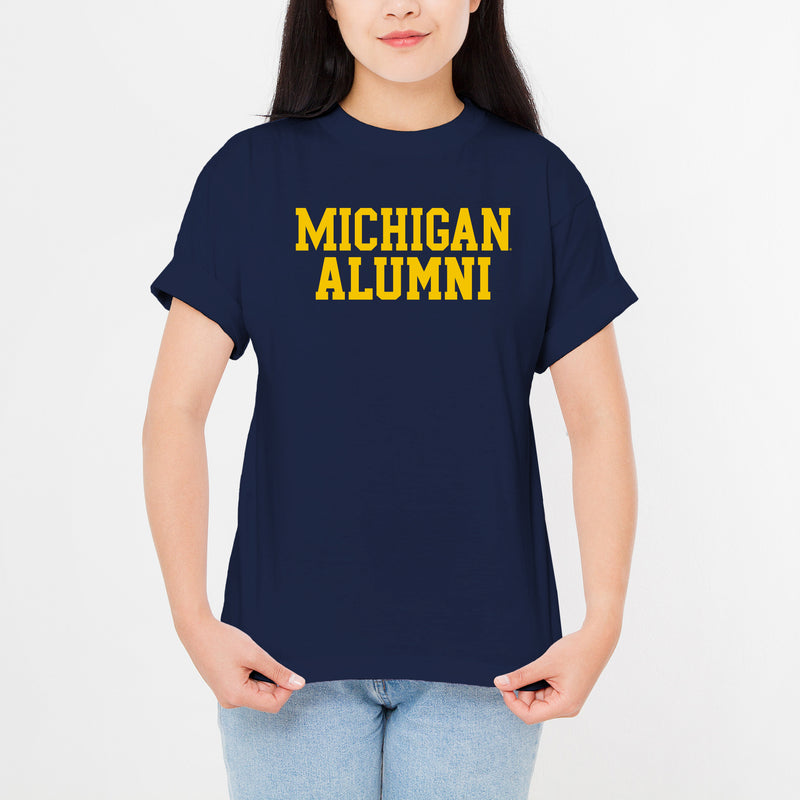 University of Michigan Alumni Wolverines Basic Cotton T Shirt - Navy