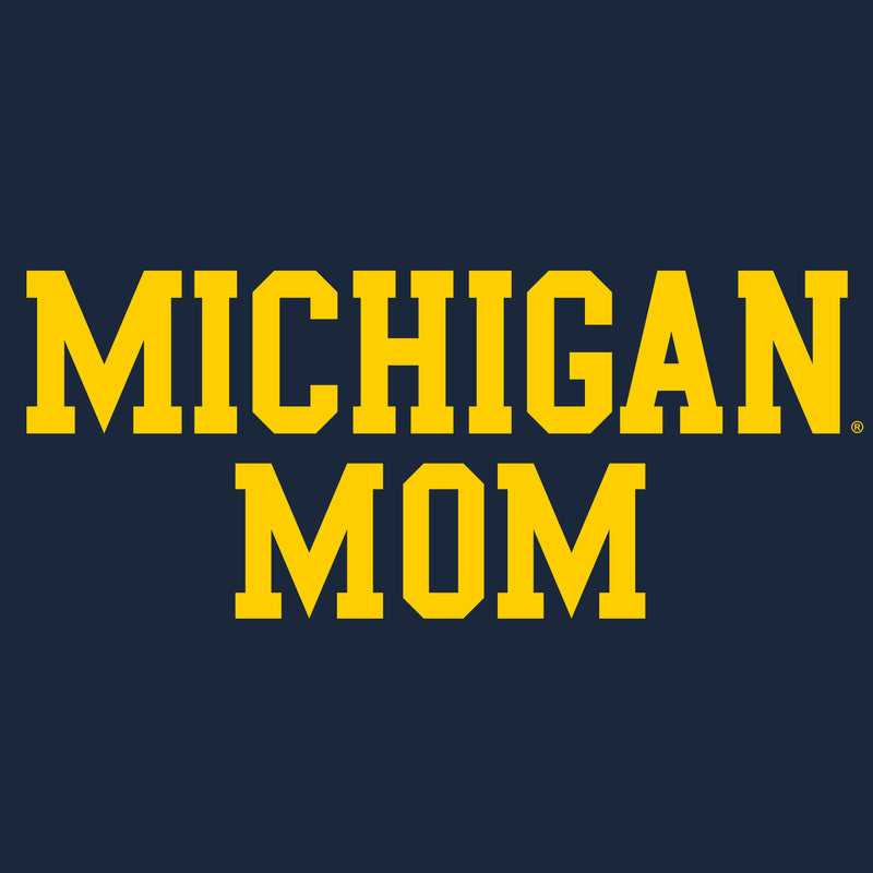 Michigan Wolverines Basic Block Mom Premium Cotton T Shirt - Midnight Navy