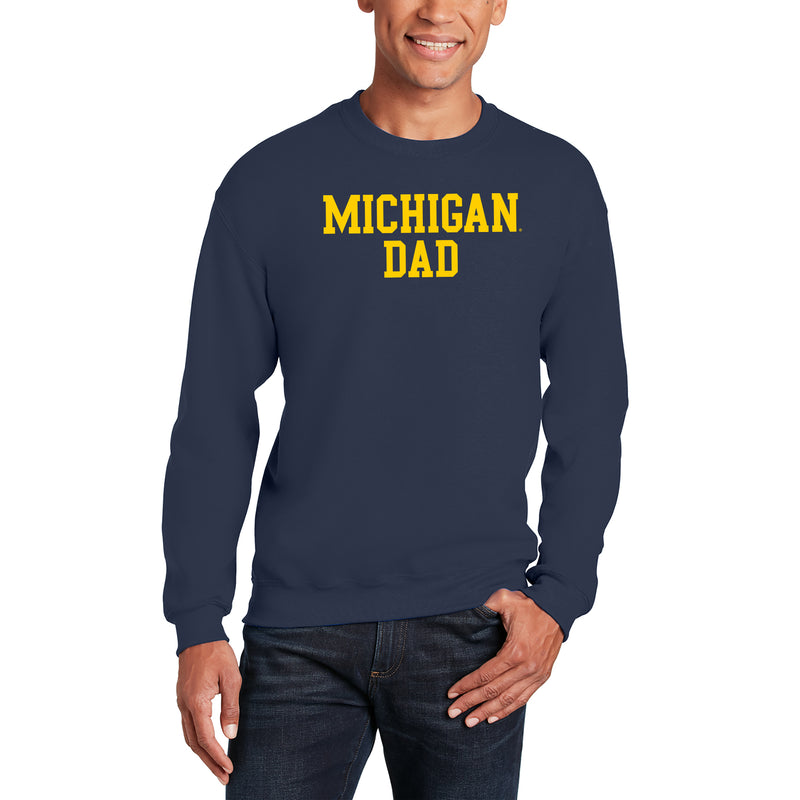 Michigan Wolverines Basic Block Dad Crewneck Sweatshirt - Navy
