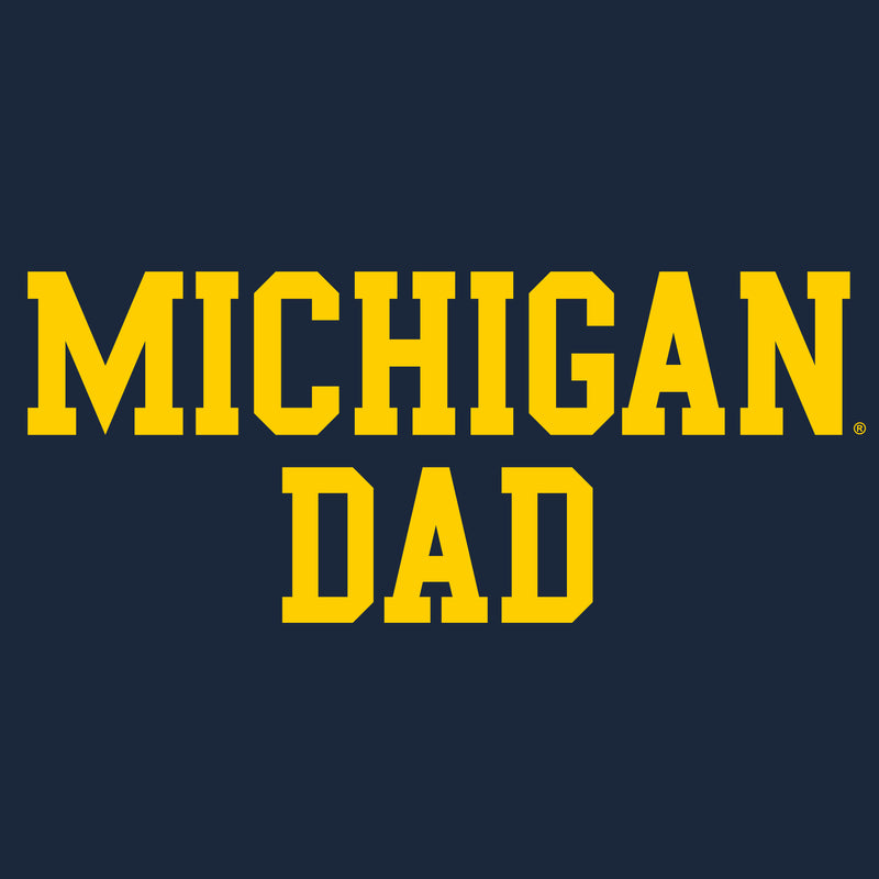Michigan Wolverines Basic Block Dad Premium Cotton T Shirt - Midnight Navy