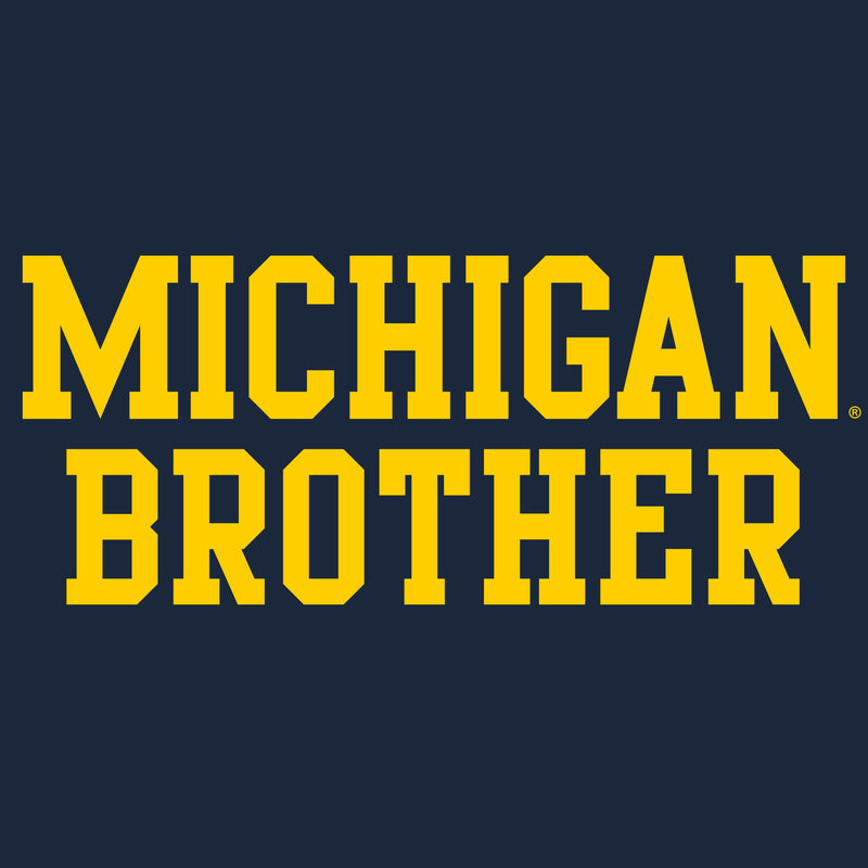 Michigan Wolverines Basic Block Brother Premium Cotton T Shirt - Midnight Navy
