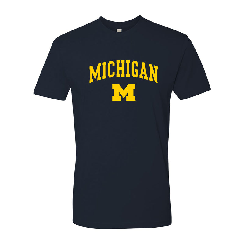 Arch Logo University of Michigan Next Level Premium Short Sleeve T Shirt - Midnight Navy