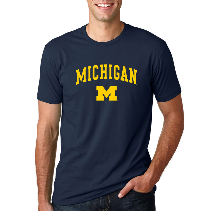 Arch Logo University of Michigan Next Level Premium Short Sleeve T Shirt - Midnight Navy