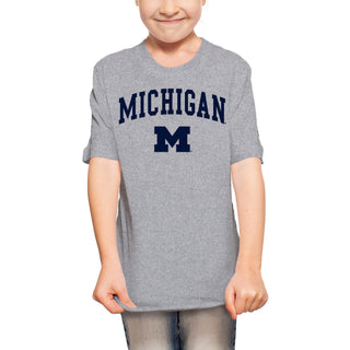 Michigan Wolverines Arch Logo Youth T Shirt - Sport Grey