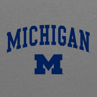 Arch Logo University of Michigan Next Level Triblend Short Sleeve T Shirt - Premium Heather