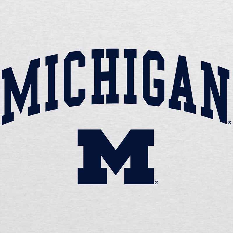 Michigan Wolverines Arch Logo 3/4-Sleeve Raglan - Htr White/Vtg Black