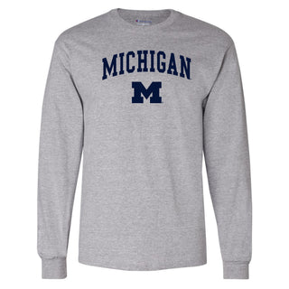 Michigan Arch Logo Champion Long Sleeve - Light Steel