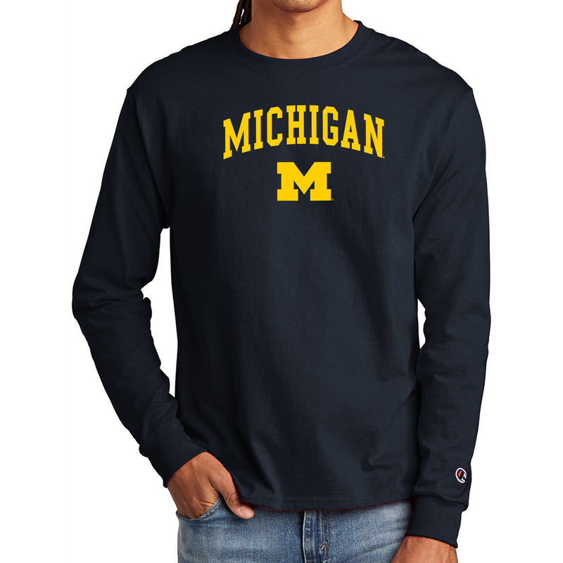 Michigan Arch Logo Champion Long Sleeve - Navy