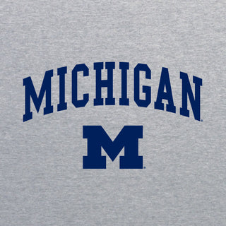 Michigan Wolverines Arch Logo Crewneck Sweatshirt - Sport Grey